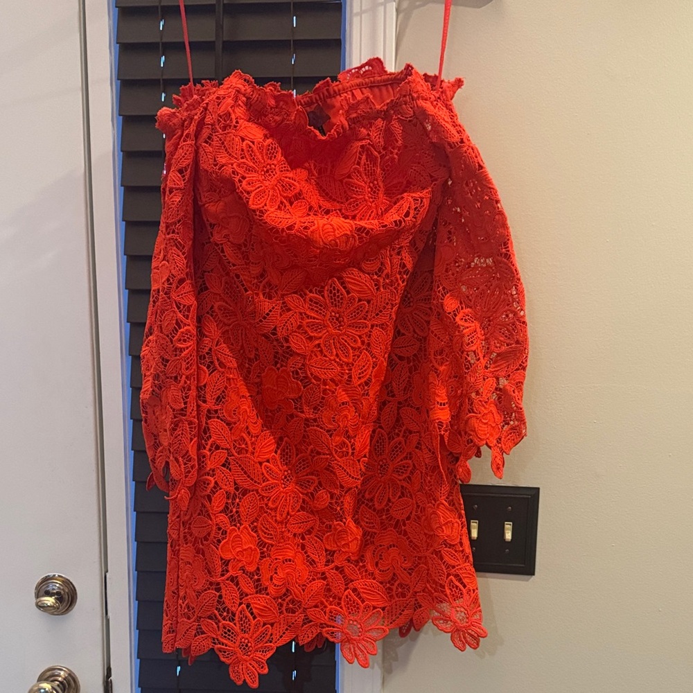 FREE PEOPLE Vibrant Red Lace Dress
